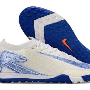 Chuteira Society Nike Air Zoom Mercurial Vapor 16 Elite TF - Branca e Azul