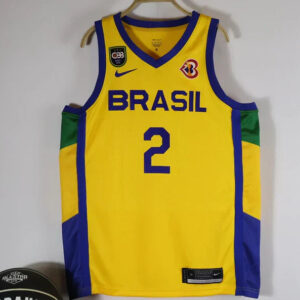 Regata Seleção Brasileira Basquete + Patch CBB e Copa do Mundo 2023 Yago 2 - Amarela