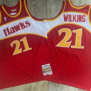 Regata NBA Atlanta Hawks Mitchell & Ness Authentic Wilkins 21 - Vermelha e Branca