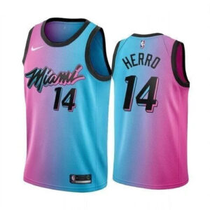 Regata NBA Miami Heat City Edition 20/21 Nike Authentic Herro 14 - Azul e Rosa