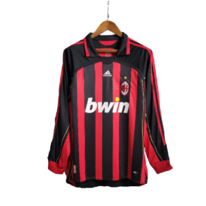 Camisa Retrô Milan I Home Adidas 2006/07 Masculino Manga Longa Vermelho e Preto