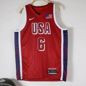 Regata Seleção Americana de Basquete Olimpíadas 2024 LeBron James 6 - Vermelha