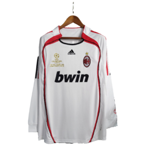 Camisa Retrô Milan II Away 2006/07 Manga Longa Masculino Branco