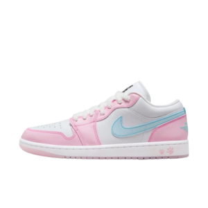 Tênis Air Jordan 1 Low "Paw Print" Rosa / Azul