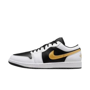 Tênis Air Jordan 1 Low "White Black Metallic Gold Swoosh" Masculino Branco / Preto