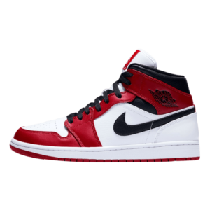 Tênis Air Jordan 1 Mid "Chicago White Heel" Feminino Vermelho / Branco