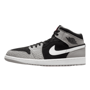 Tênis Air Jordan 1 Mid "Elephant Print" Masculino Cinza / Preto