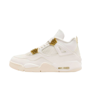 Tênis Air Jordan 4 "Metallic Gold" Feminino Branco / Dourado
