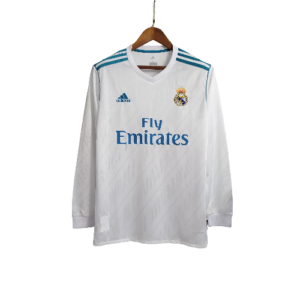 Camisa Retrô Real Madrid I Home Adidas 2017/18  Manga Longa Masculino Branco