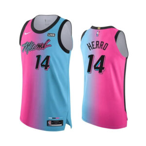 Regata NBA Miami Heat Edition 20/21 Nike Authentic Herro 14 - Azul e Rosa