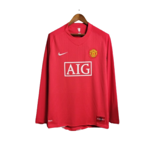 Camisa Retrô Manchester United Manga Longa Nike 2007/08 Masculino Vermelho