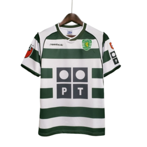 Camisa Retrô Sporting Portugal Home Reebok 2002/03 Masculino Verde e Branco