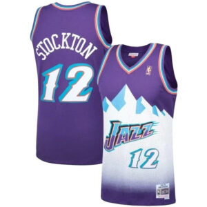 Regata NBA Utah Jazz Retrô 1996 - 1997 Mitchell & Ness Authentic Stockton 12 - Roxa