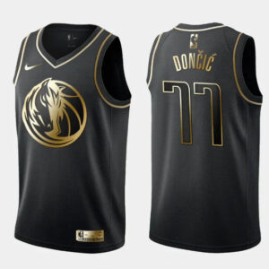Regata NBA Dallas Mavericks Golden Edition Nike Authentic Swingman Doncic 77 - Preta