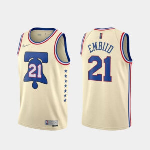 Regata NBA Philadelphia 76ers Nike Authentic Embiid 21 - Bege