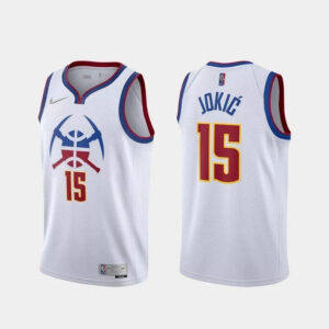 Regata NBA Denver Nuggets Edition 20/21 Nike Authentic Jokic 15 - Branca